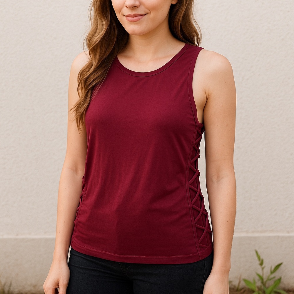 Victoria's Secret Sport Sleeveless Tank Top Burgundy Red Small Y2K Vintage